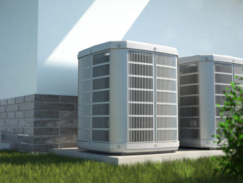 Two HVAC systems outside a Hillsboro, OR home