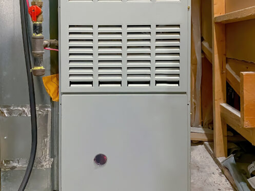 A gas furnace in the basement of a Hillsboro home.